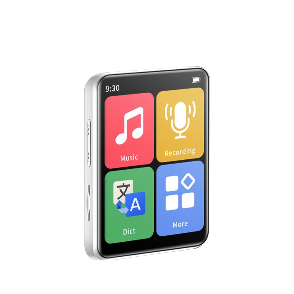 Tragbarer Mini-MP3-Player mit Bluetooth-Touchscreen, Walkman-Musik-Player, eingebauter Lautsprecher mit E-Book/FM-Radio/Aufnahme, MP4-Player weiß