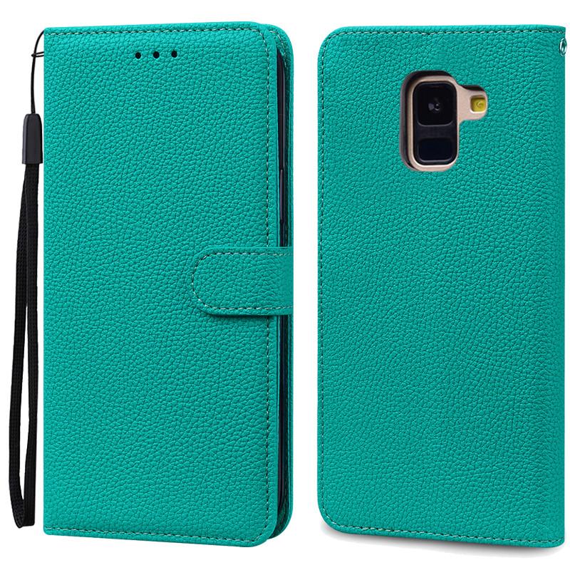 A8 Plus Hülle für Samsung Galaxy A8 2018 Hülle A530F SM-A530F Brieftasche Flip Lederhülle für Samsung A8 Plus 2018 A8+ A730F Hülle A8 Plus 2018 A730F cyanblau