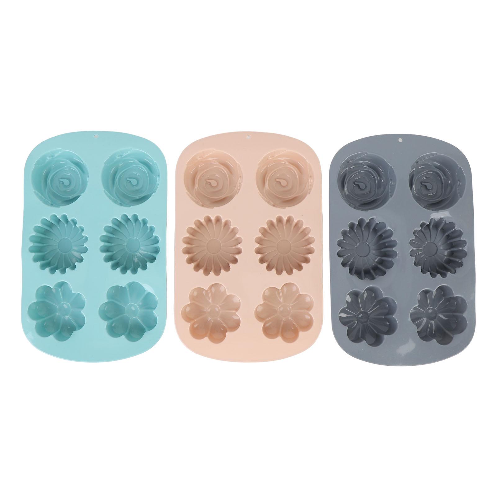 3 Stück 6 Mulden Kuchenformen Antihaft Silikon Muffin Backformen für Küche Kochen Hitzebeständig L(for 6.5-9kg)