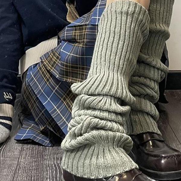 Winter Beinwärmer Flauschige Goth Gyaru Y2k Accessoires Gothic Lolita Stricksocken Damen Beinwärmer Ladi Socke Gothic Style Legging Length 40cm graue