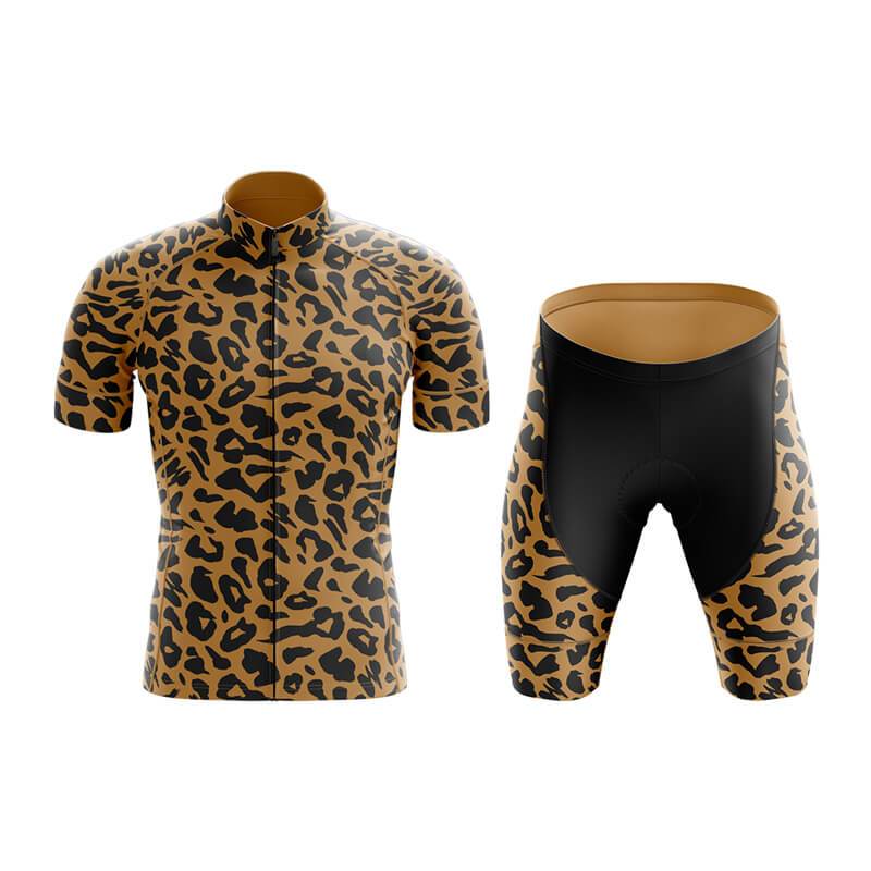 Leopardenmuster Fahrradbekleidung Set 2026 Sommer Radsportkleidung Herren Kurzarm Radtrikot Set Mountainbike Fahren Sportbekleidung XS(old)