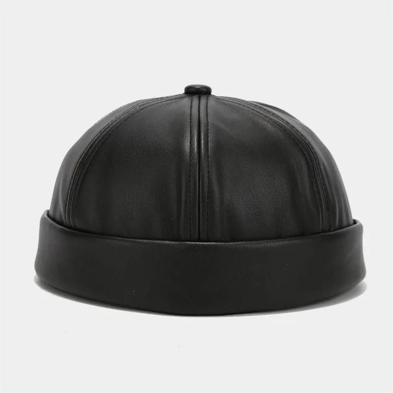 Frühling Einfarbige Docker-Mütze Schirmlose Mütze Beanie-Mützen Verstellbar Vermieter Matrosenmütze Herren und Damen 122 56-60cm wear schwarz