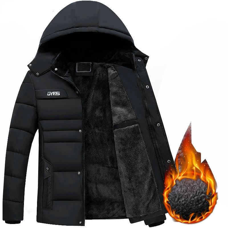 Parka Männer Mäntel Winter Jacke Männer Verdicken Mit Kapuze Wasserdicht Outwear Warme Mantel Väter Kleidung Casual männer Mantel Geschenke XL schwarz