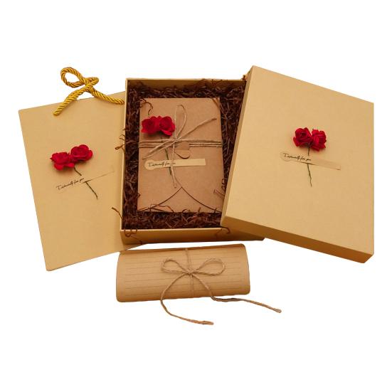 Briefumschlag-Set aus Briefpapier, romantischer Vintage-Stil mit Blumendekoration, klare Linie, glattes Schreiben, Briefumschläge A brown