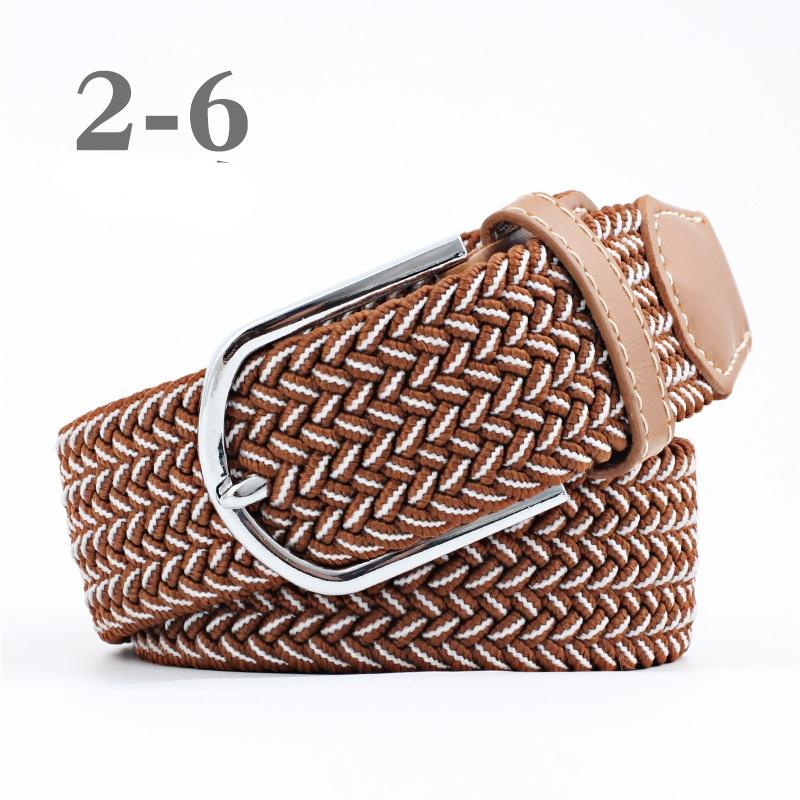 2024 neue Mode Hohe Qualität Explosive frauen Leinwand Gürtel männer Elastische Gürtel Casual Stretch Woven Pin Schnalle Gürtel weiß/braun