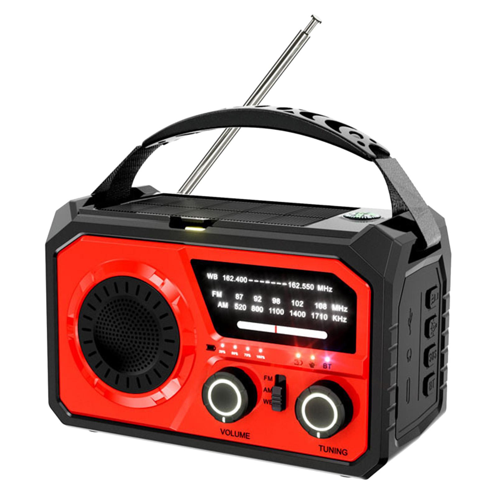 16000mAh Handkurbel Notfall Radio Drahtlose Handkurbel Wetter Radio NOAA/AM/FM Tragbare Solar rot
