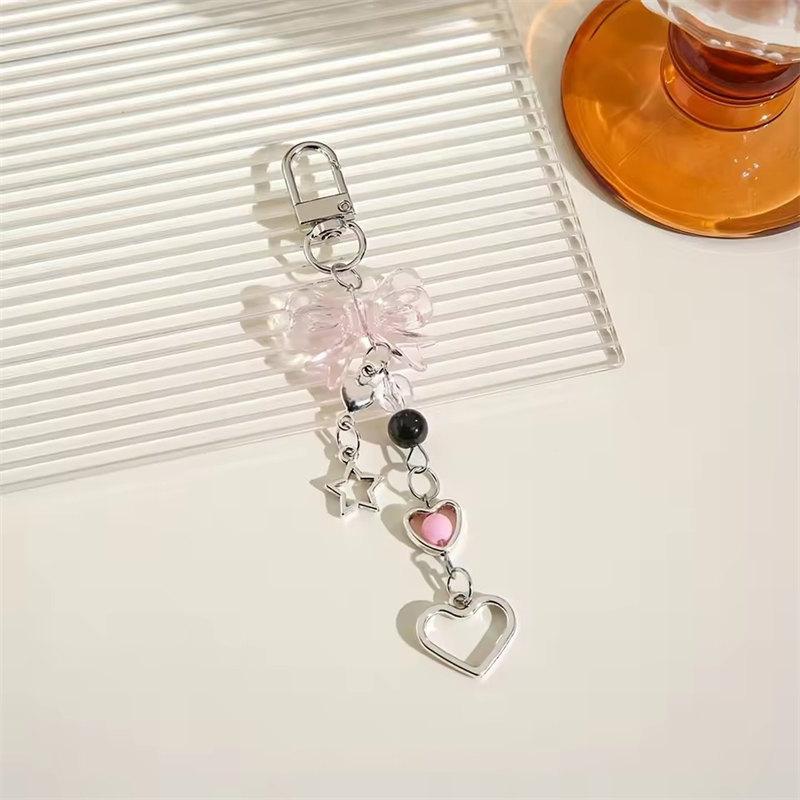 Mode Y2K Liebe Rosa Perle Schleife Lanyard Tür Schnalle Handy Gurt Schlüsselanhänger Anhänger Schlüsselanhänger Fünfzackigen Stern Schlüsselanhänger 1 PCS