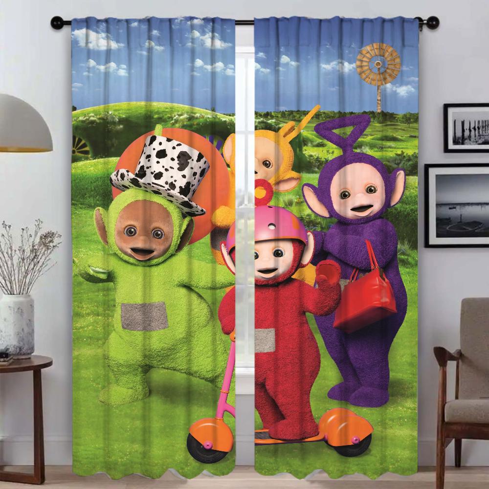 Moderne Wohnzimmer Vorhänge 2 Stück Teletubbies Jalousien Verdunkelungsvorhang für Zimmer 2 Paneele Halloween Dekoration Tüll für Schlafzimmer W107xH160cmx2pcs-CL