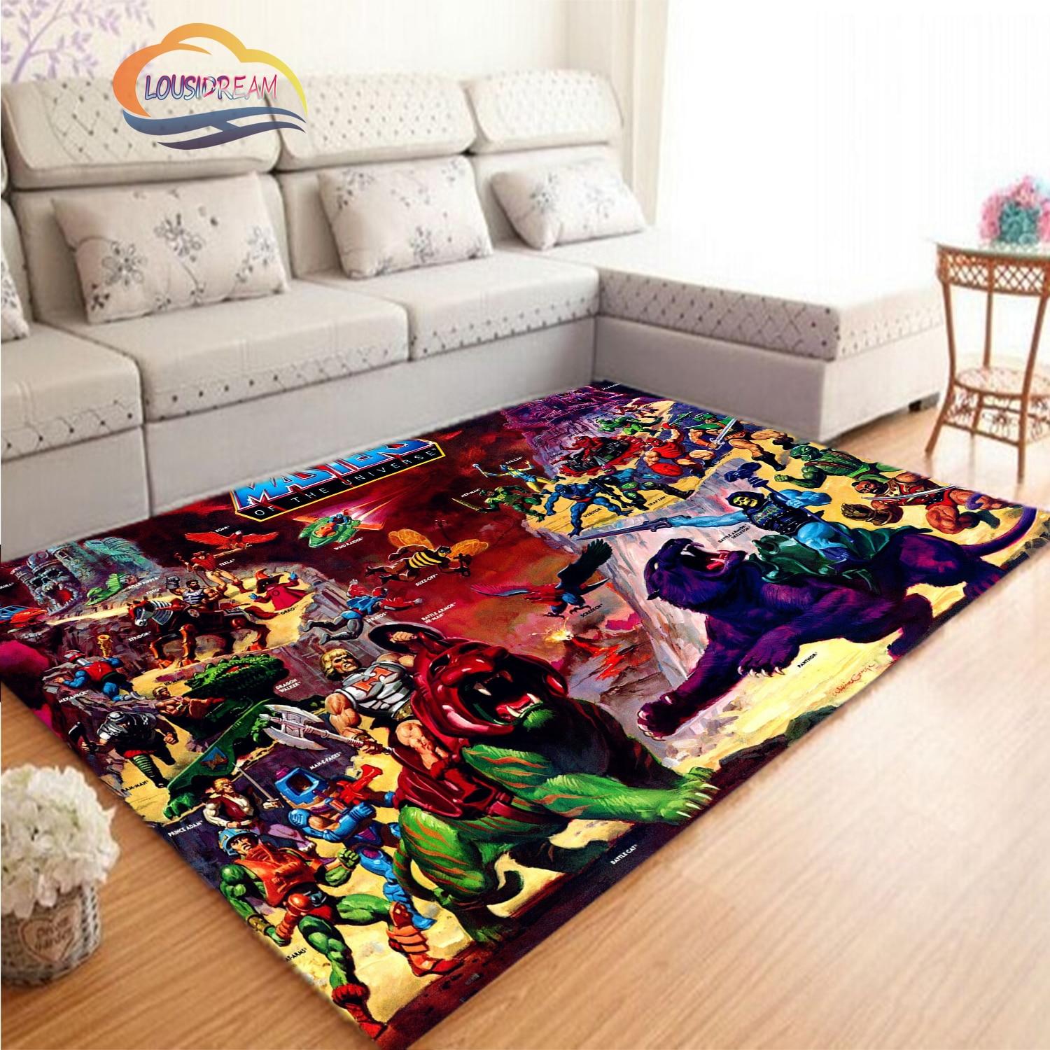 Cartoon-Meister des Universums, Teppich, 3D-Druck, He-Man, Plüsch-Teppich, rutschfester Teppich, weiche Spielmatte, Bettbereich, Wohnzimmer-Dekoration 120cm x 160cm