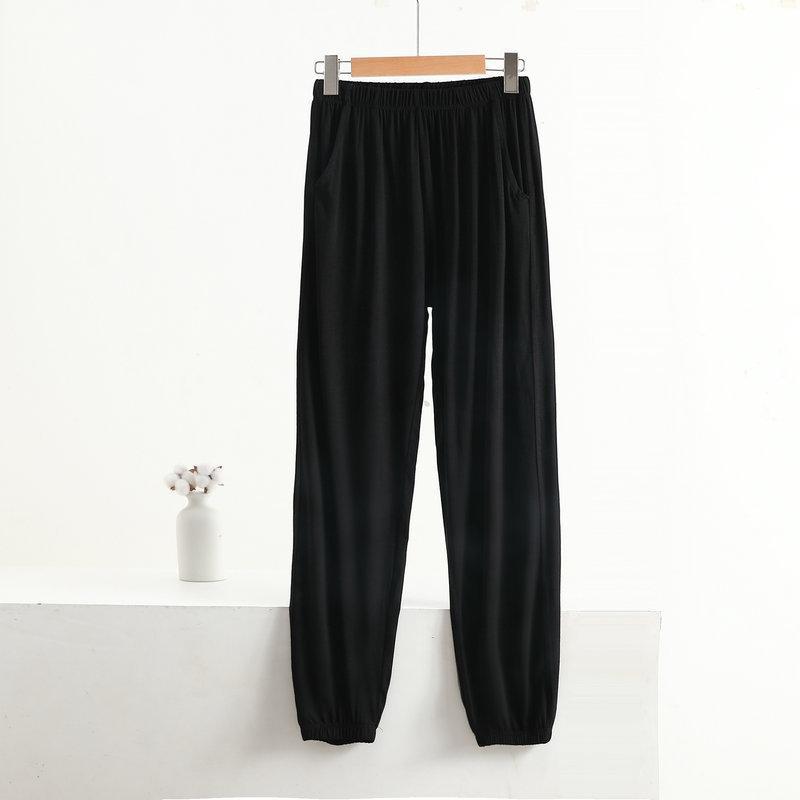 Einfarbige gerade Hose für Damen mit Taschen, schmal zulaufende Hose, elastische Taille, Kordelzug, weites Bein, lässige, lockere Hose, lässige Lounge-Yogahose 6XL schwarz