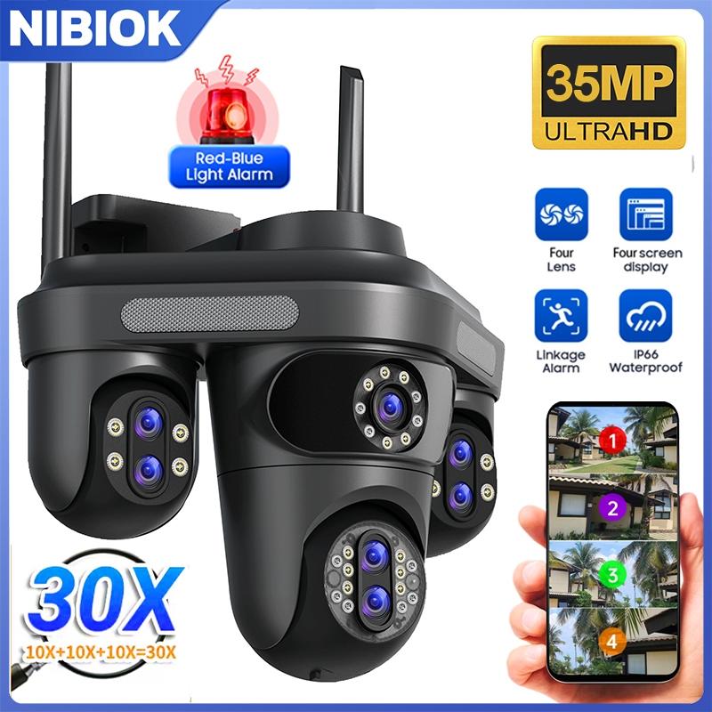 NIBIOK 30X Zoom Kamera Outdoor Wasserdicht WiFi Kamera HD 35MP 7 Objektive IP CCTV Nachtsicht Bewegungserkennung Zwei-Wege-Intercom IP Kamera camera