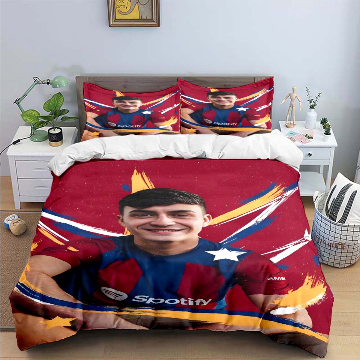 Spanien Mode Fußballstar P-Pedri Druck Bettwäsche Sets Bettwaren Set Bettdecke Set Teenager Mädchen Twin Einzel Kind Geschenk AU Single(140*210cm)3pcs