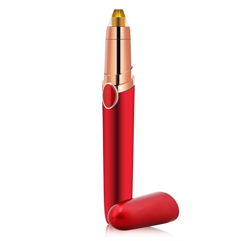 2 IN 1 elektrischer Augenbrauentrimmer, USB wiederaufladbar, Körper- und Gesichtshaarentfernung, Lippenstiftform, Mini-Epilierer für Frauen, bunter Sternenhimmel rot