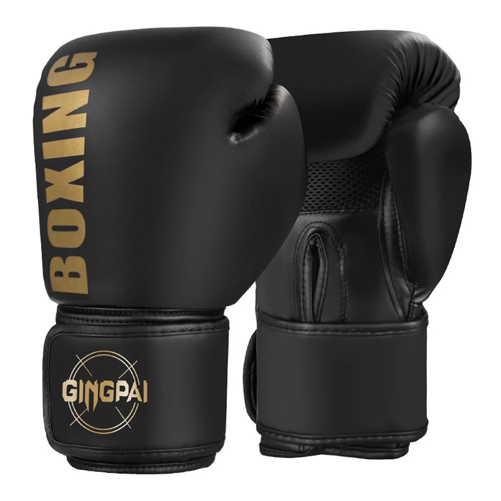 Kickbox-Trainingshandschuhe PU-Boxhandschuhe Boxsackhandschuhe für Erwachsene Kinder 6oz schwarz/gold