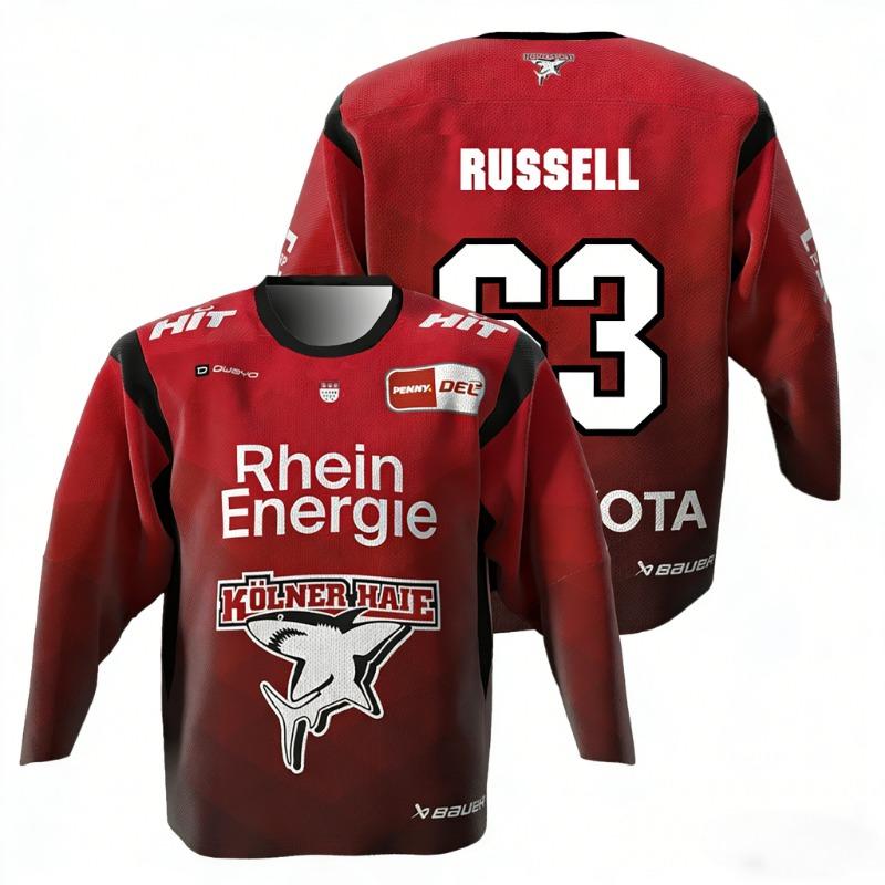 Haier MacLeod # 89 Russell 2026 DEL Eltern-Kind Deutsches Eishockey Trikot 3D-Druck Rundhals Langarm T-Shirt 6XL