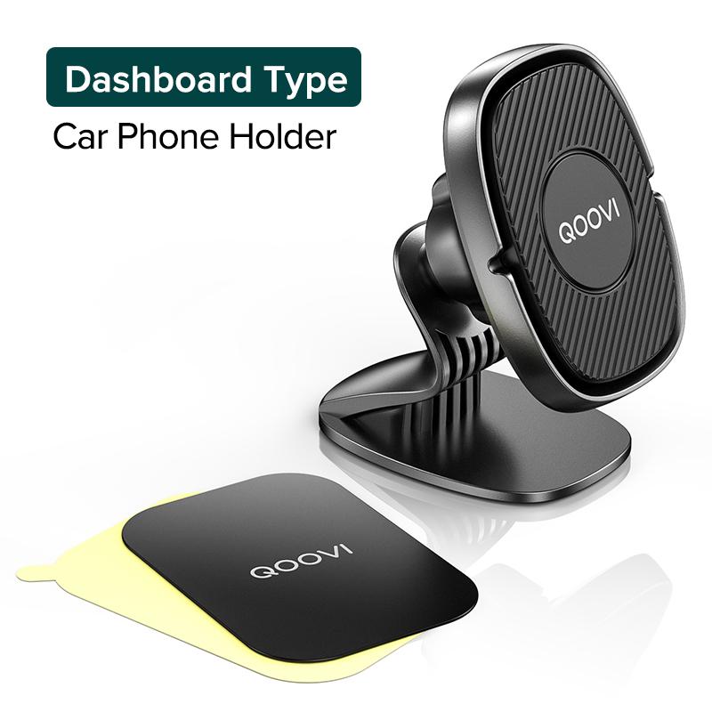 QOOVI Magnetischer Autotelefonhalter 360-Grad-Mobiltelefon-Lüftungsschlitz-Magnethalterung GPS-Unterstützung für iPhone Xiaomi Samsung Huawei Dashboard Type schwarz