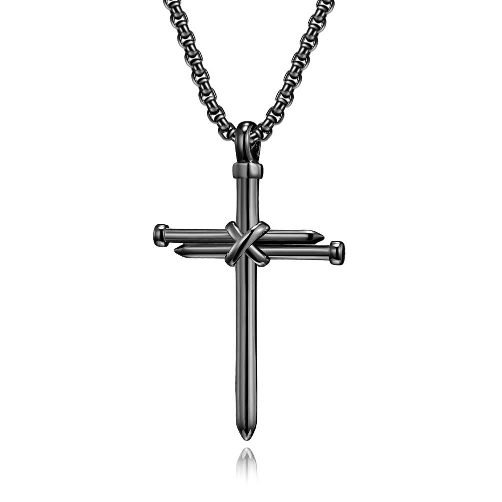 Europäischer und Amerikanischer Retro-Stil Edelstahl Nagel Kreuz Halskette Personalisiert und Nische Titanstahl Kreuz Anhänger