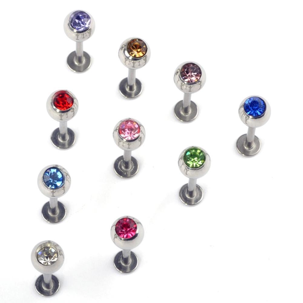 10 Stück/Kugel Labret Lippen-Kinn-Ringe Nase Ohr Bars Stud Edelstahl Piercing none bunt