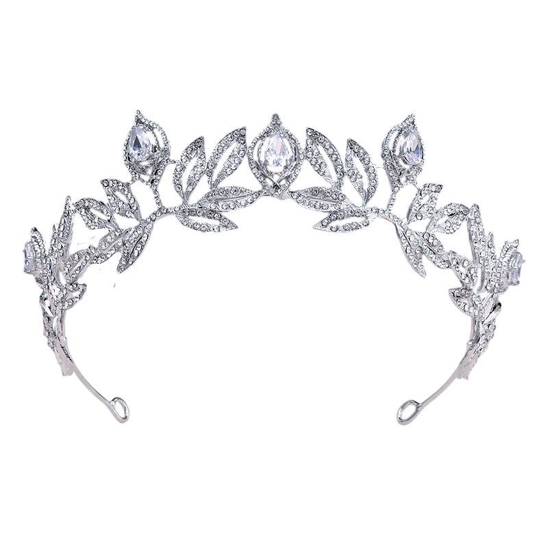 Brautkrone Tiara Geburtstag Erwachsenwerden Zeremonie Braut Foto Krone im Waldstil Foto-Requisiten für Frauen white