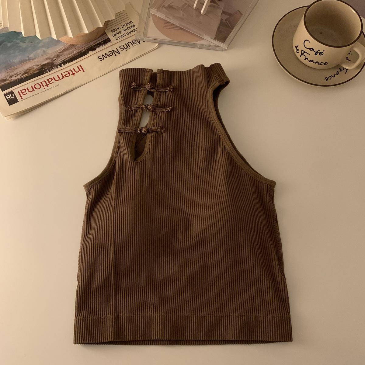 Unregelmäßige Strapsweste mit Brustpolster, Retro Spicy Girls, integriertem Unterteil und Damenunterwäsche-BH-Design M kaffeebraun
