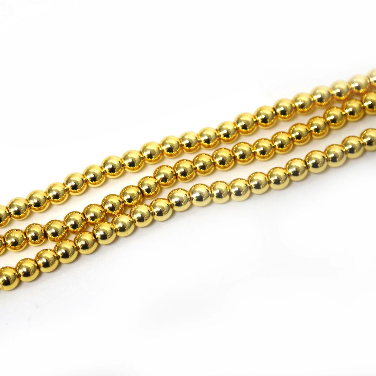 Hämatit Perlen Naturstein Lose Perlen für Schmuckherstellung Kugelarmbänder DIY Zubehör 6mm 65pcs gold