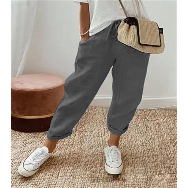 HNXC Damenmode Lässige Einfarbige Print Hosen & Caprihosen M dunkelgraue