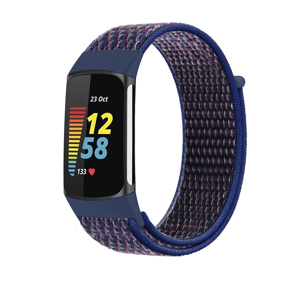 Nylonarmband für Fitbit Charge 6 Smartwatch Sportliches Nylon-Webschleifenarmband Armband Correa Pulsera für fitbit Charge 5 Band navy blau