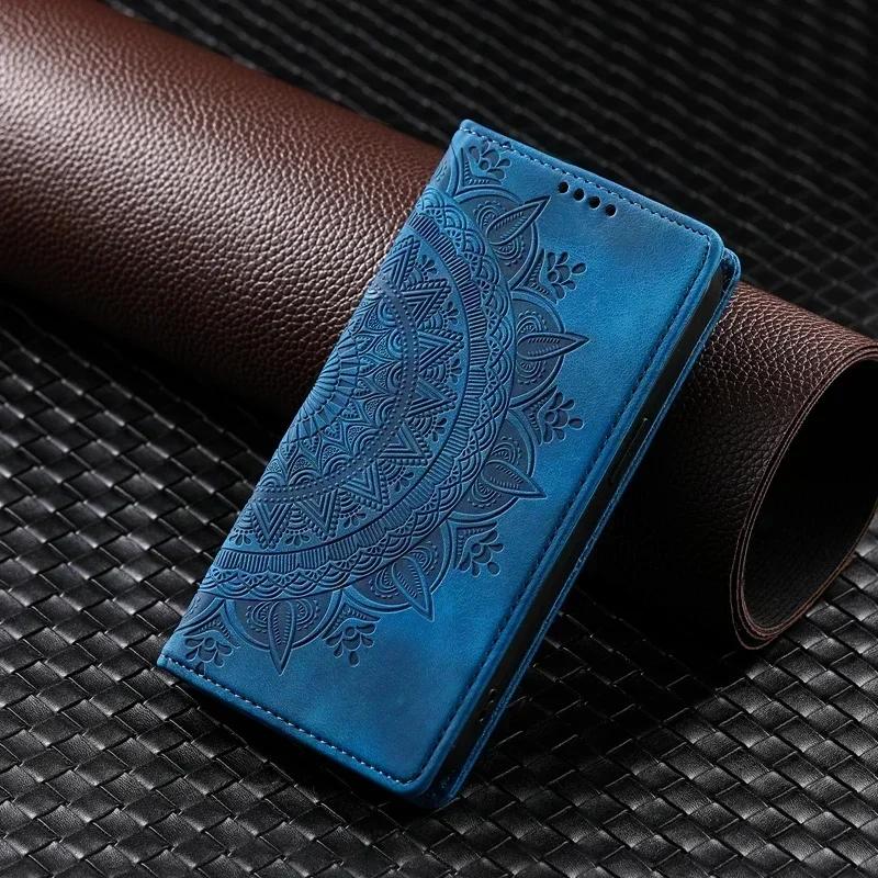 Luxus Mandala Muster Magnetische Handyhülle Für Samsung Galaxy S24 S23 S22 S21 Ultra S20 FE S21FE S8 S9 S10 Plus Hülle S21 FE blau