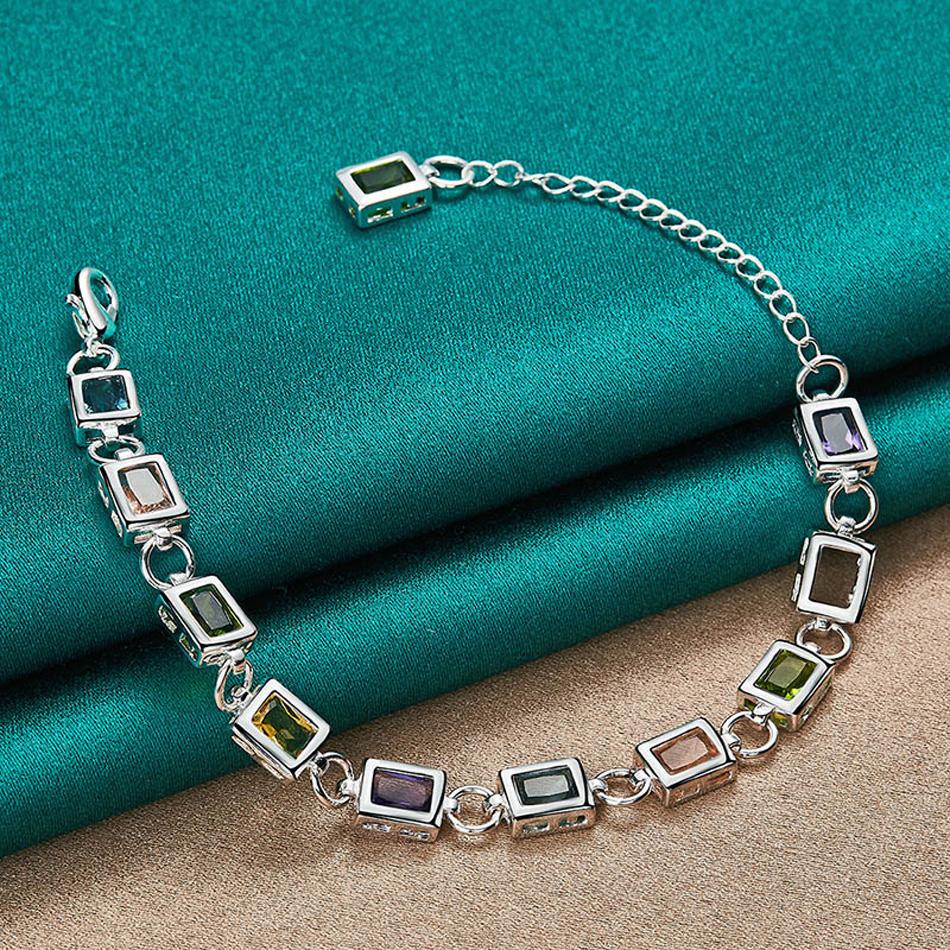 925 Sterling Silber AAAAA Zirkon Kettenarmband Modeschmuck MB244 20cm