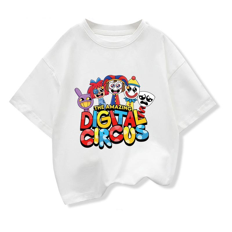 Neue Kinderbekleidung The Amazing Digital Circus Anime Grafik T-Shirt Kinder Sommer Cartoon Kurzarm T-Shirt Mode Kleidung 170cm weiß