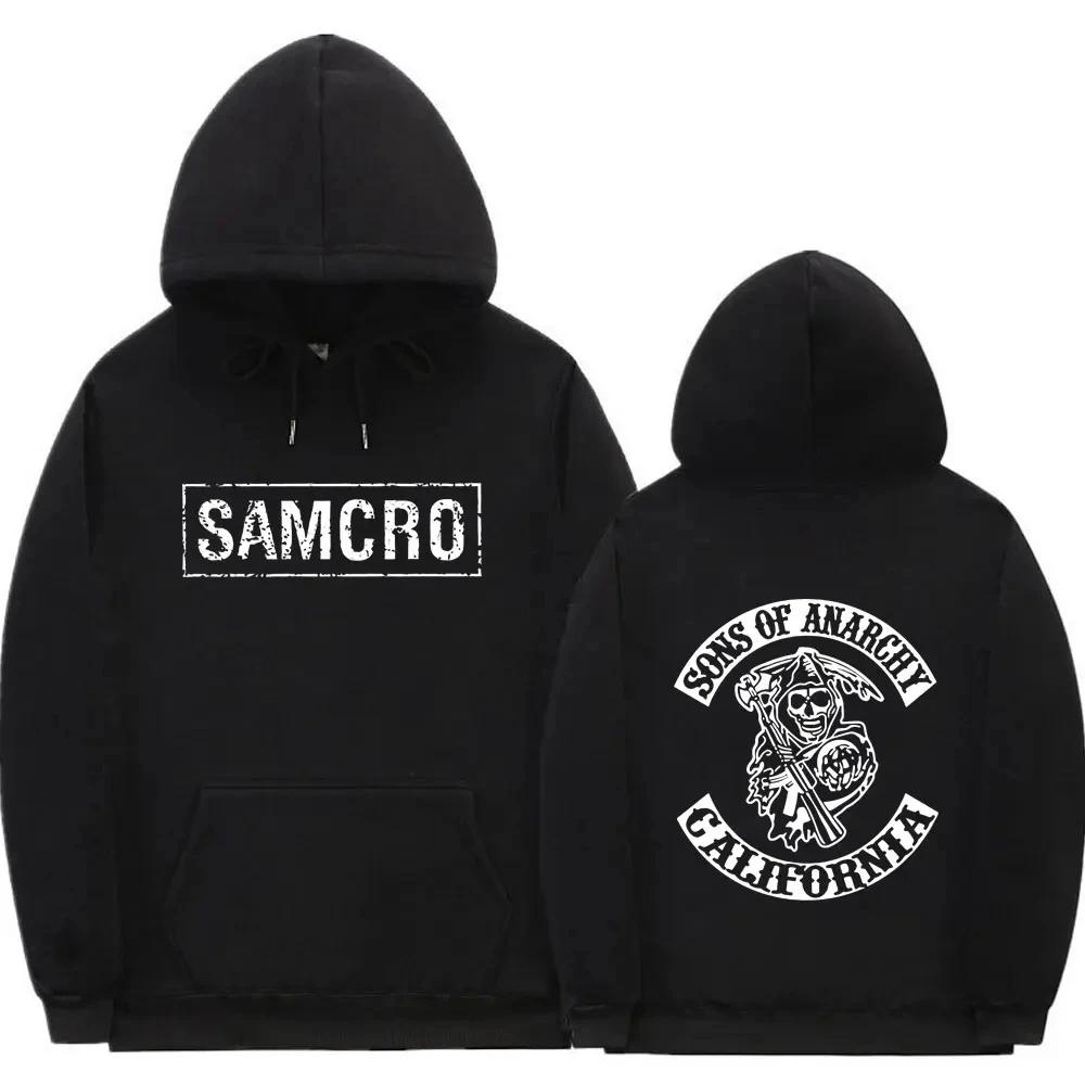 Doppelseitig bedruckter Hoodie Sweatshirt Tops Sons of Anarchy SAMCRO Herren Damen Mode Markendesign Pullover Fleece Hoodies L schwarz