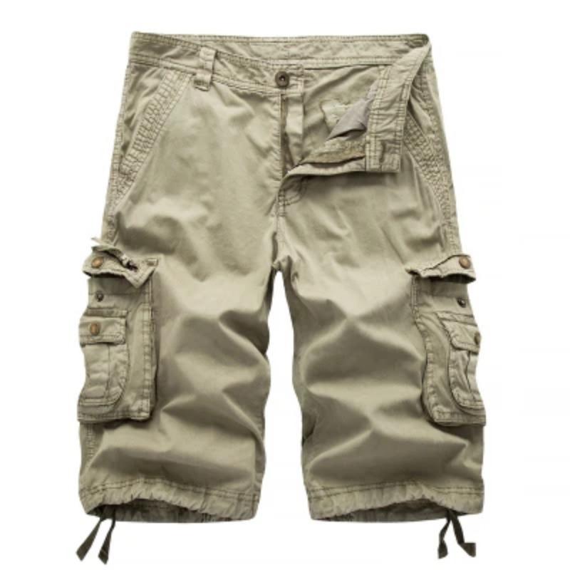 Cargo Shorts Herren 2025 Sommer Armee Militär Taktisch Homme Shorts Lässig Einfarbig Mehrere Taschen Männliche Cargo Shorts Übergröße 32 khaki