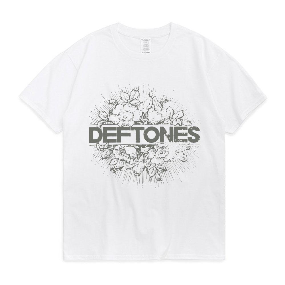 Punk Metal Rock Band Deftones Floral Burst Bild T-shirt Männer Straße Vintage Casual Baumwolle T Shirt Gothic Harajuku T Hemd männlich M weiß