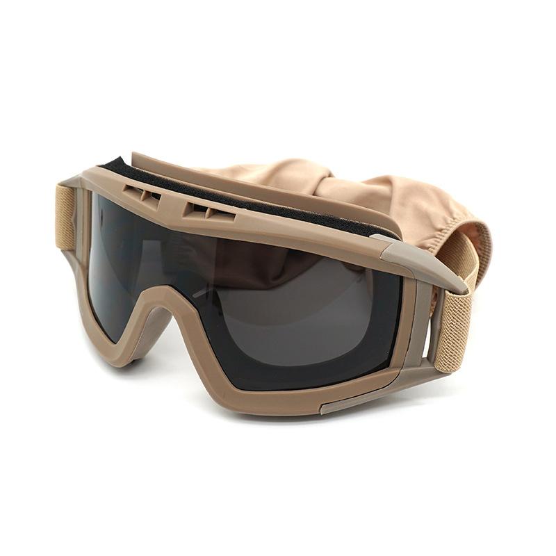 Taktische Outdoor-Brille Desert Locust Army Fan-Brille CS Anti-Schock-Sport-Unisex-Brille Herren-Fahrradbrille khaki