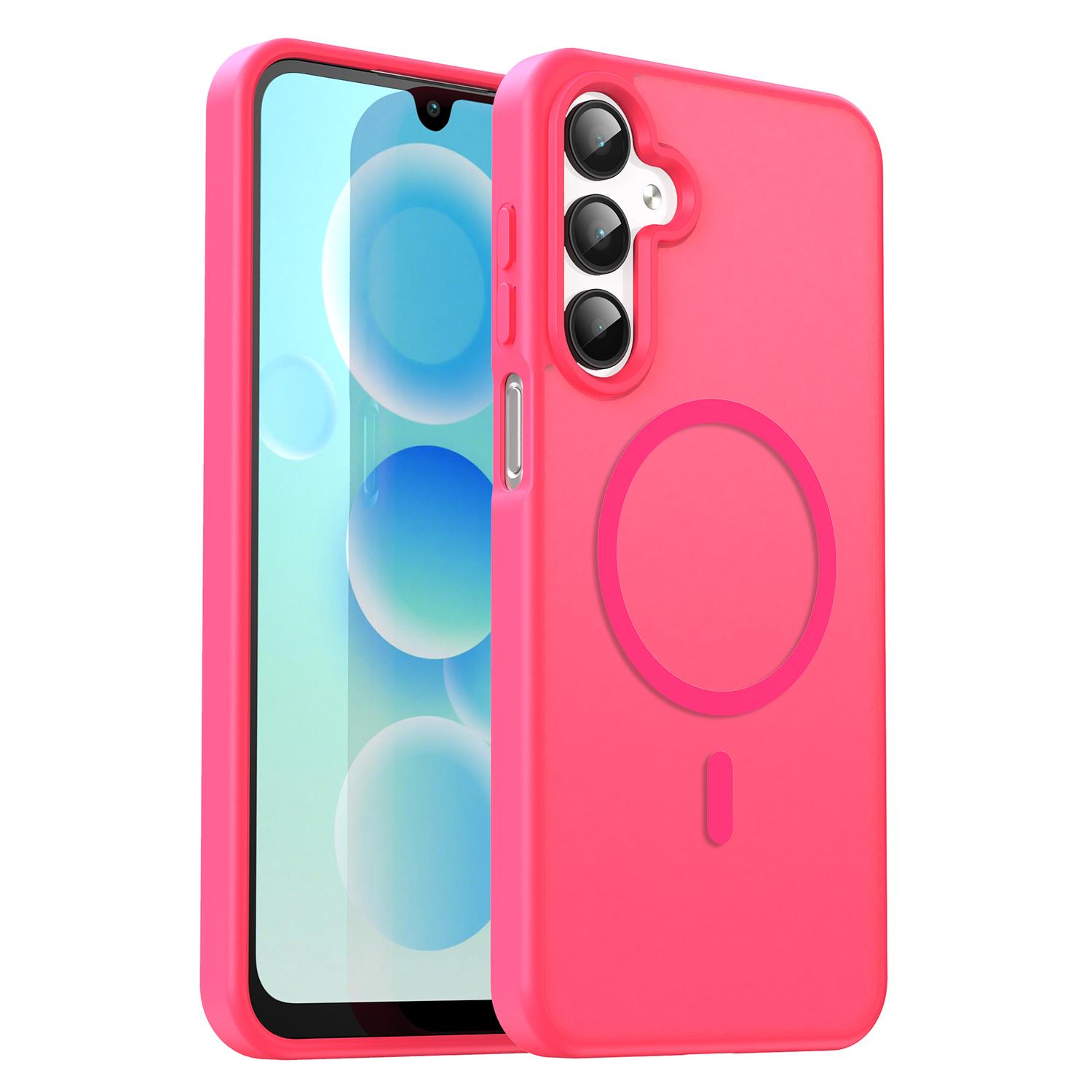 Samsung Galaxy A55 Handyhülle, Magnetische stoßfeste matte Handyhülle für Samsung Galaxy A55 rose rot