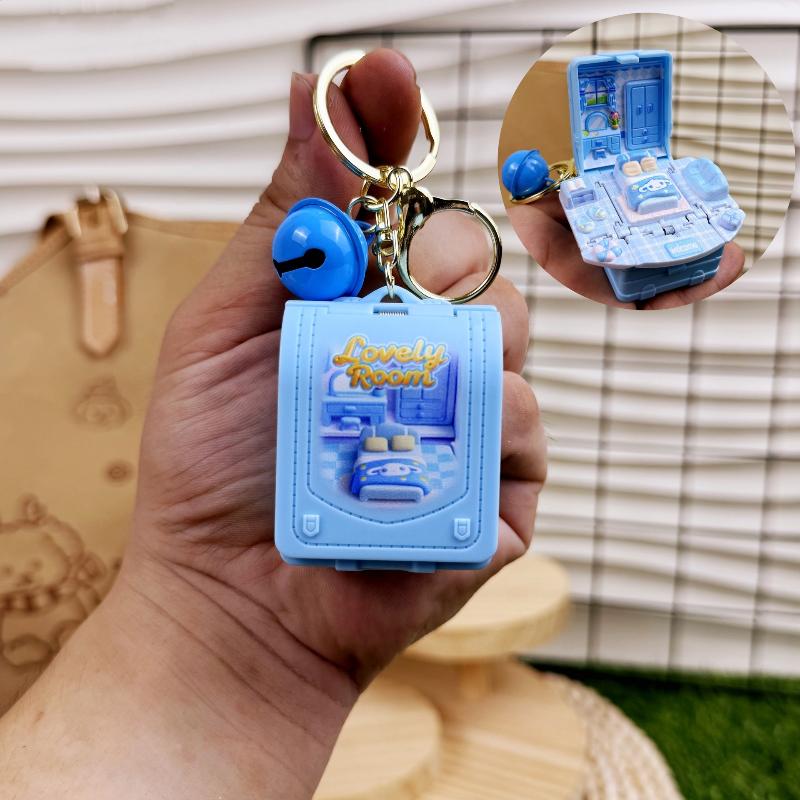 Süße Cartoon Sanrio Kuromi 3D Falt-Popup Schlüsselanhänger Schul-Thema Miniatur Schlüsselanhänger Kleiner Schlüsselanhänger Für Alle Altersgruppen Freunde gray