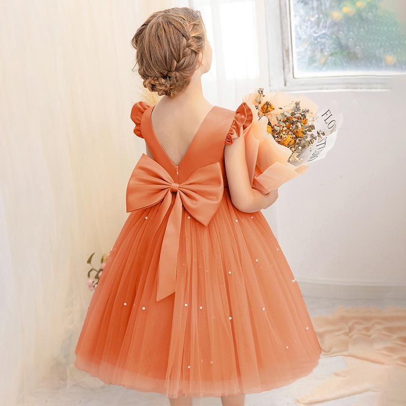 Kinderkleider für Mädchen Kleidung Kinderkleidung Fee Prinzessin Mädchenkleid Tanzkleidung Bühne Party Spitze Cosplay Kostüme 140 orange