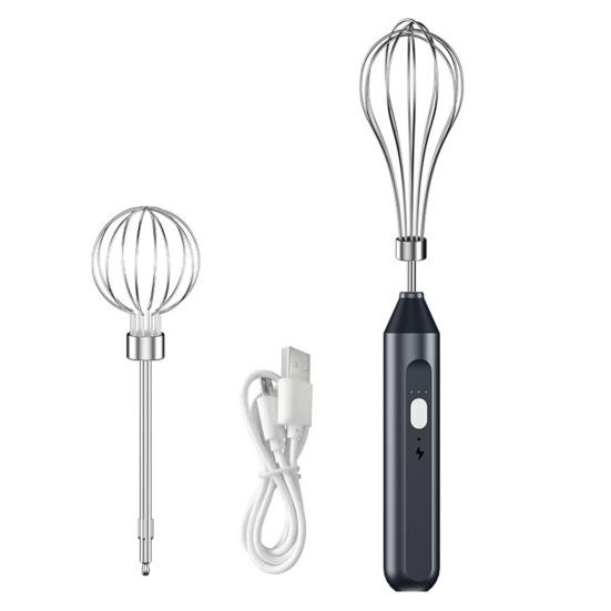 Elektrischer Hand-Schneebesen-Mixer, 3-Gang-Steuerung, wiederaufladbarer kabelloser Handmixer, tragbarer Mini-Schneebesen zum Kochen schwarz