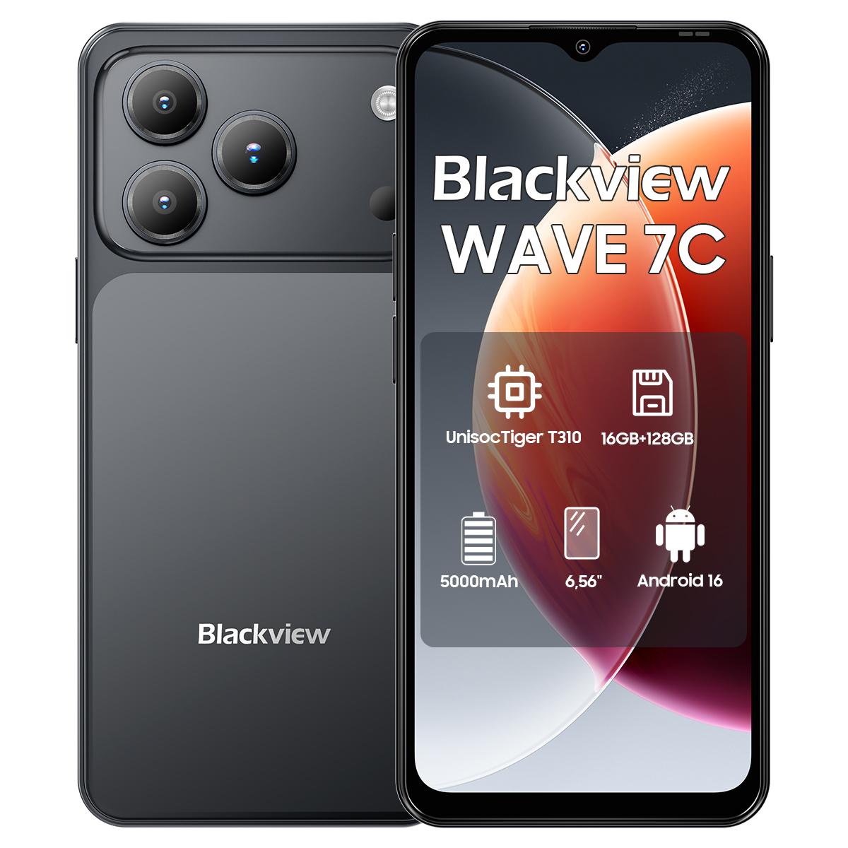 Blackview WAVE 7C 4G KI-Smartphone 16GB+128GB 6.56 Android 16 5000mAh Mobiltelefon 4+128 schwarz