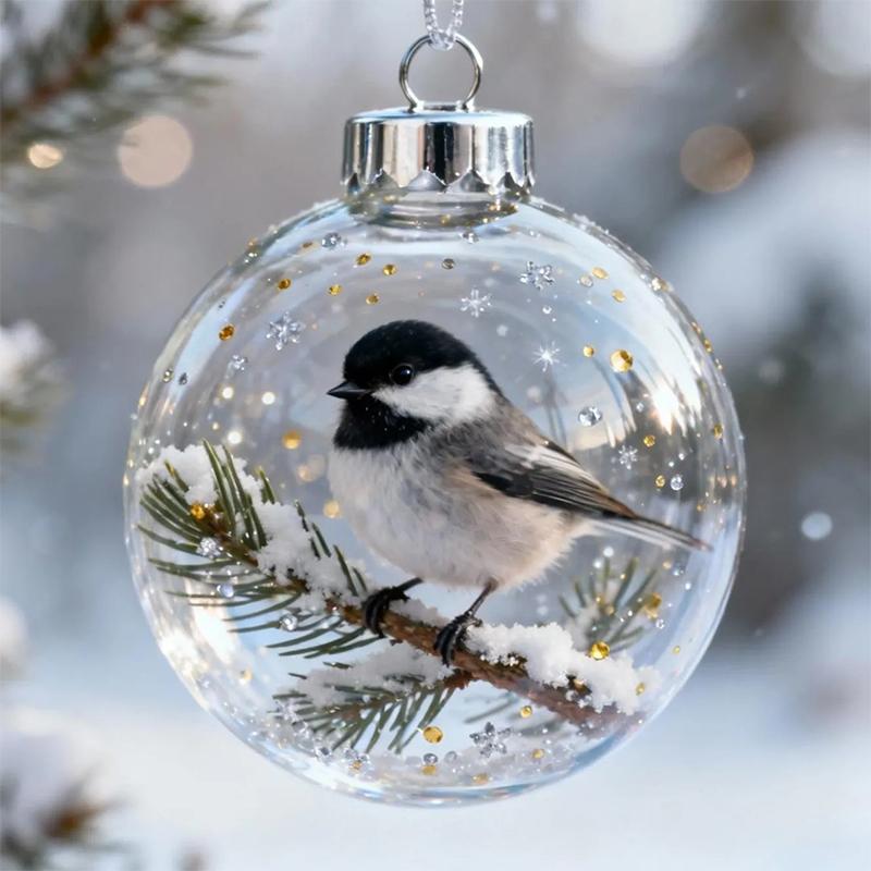 Vögel der Natur Klarer Weihnachtsschmuck, Kolibri Weihnachtsbaumschmuck, Für Weihnachtsdeko, Klare Kugeln Für Wohnungsdeko white