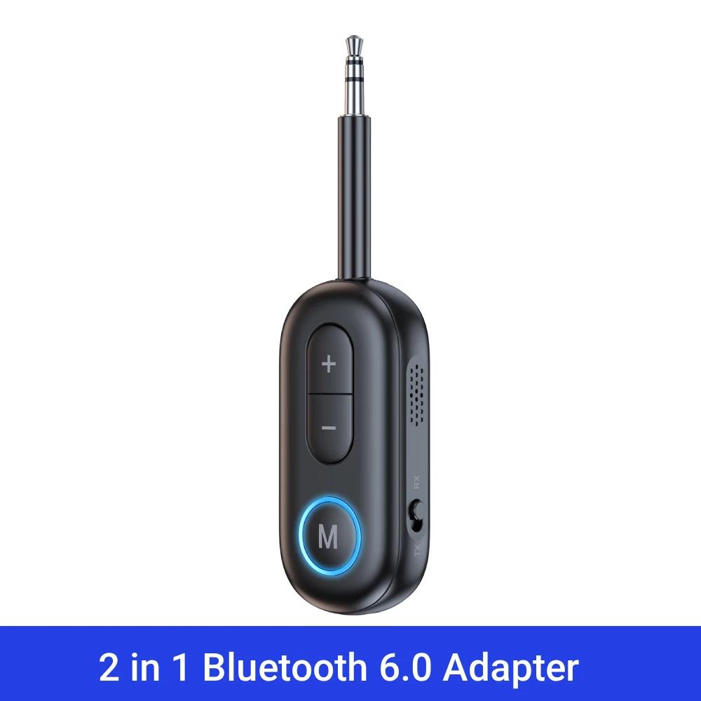 Bluetooth 6.0 Audio Empfänger Sender Freisprech Hifi Stereo Musik Adapter 3,5mm AUX Kabelloser Audio Adapter Für Auto Flugzeug