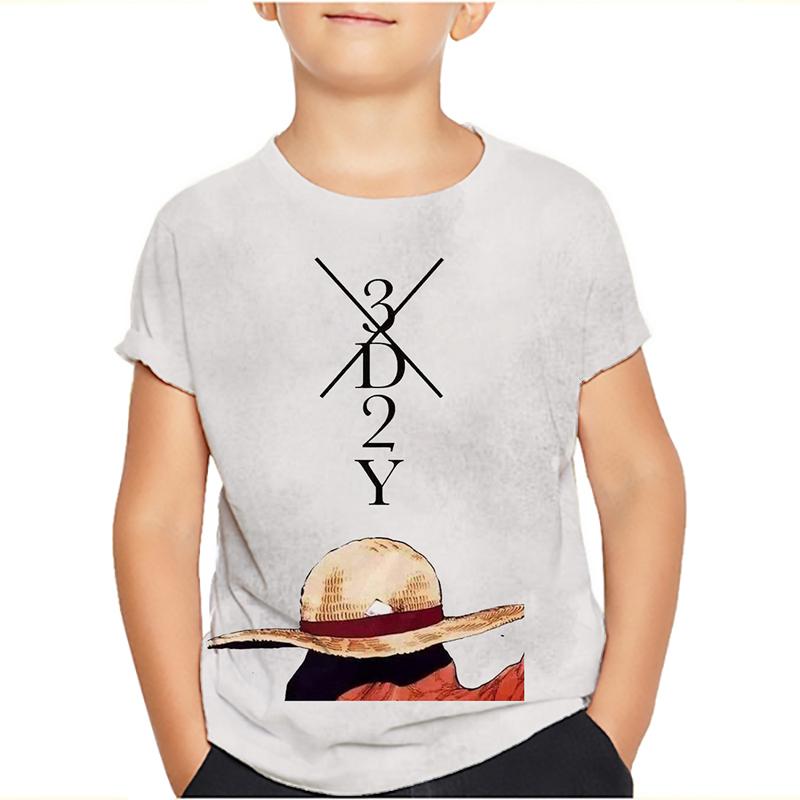 One Piece Luffy T-Shirt Four Emperors Kurzarm Zoro Sanji Chopper Ace Law Tee Kinderkleidung Modekostüme für Kinder Top 120 beige