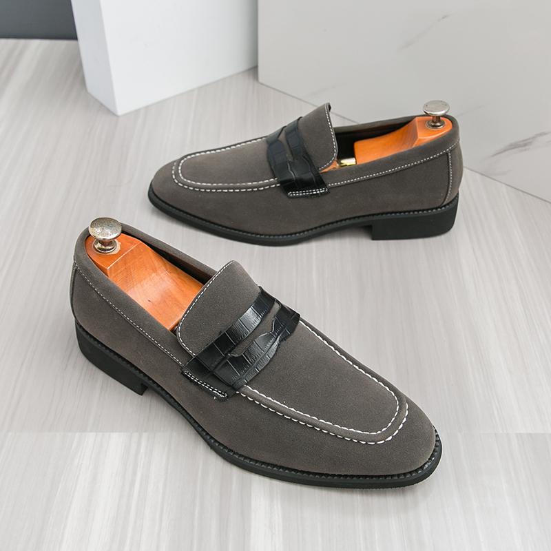 Mode Neue Herren Modische Slipper Herren Lässig Bequem Atmungsaktiv Business Matt Elegant Lederschuhe Gesellschaftsschuhe Herren Größe 38-46 46 grau