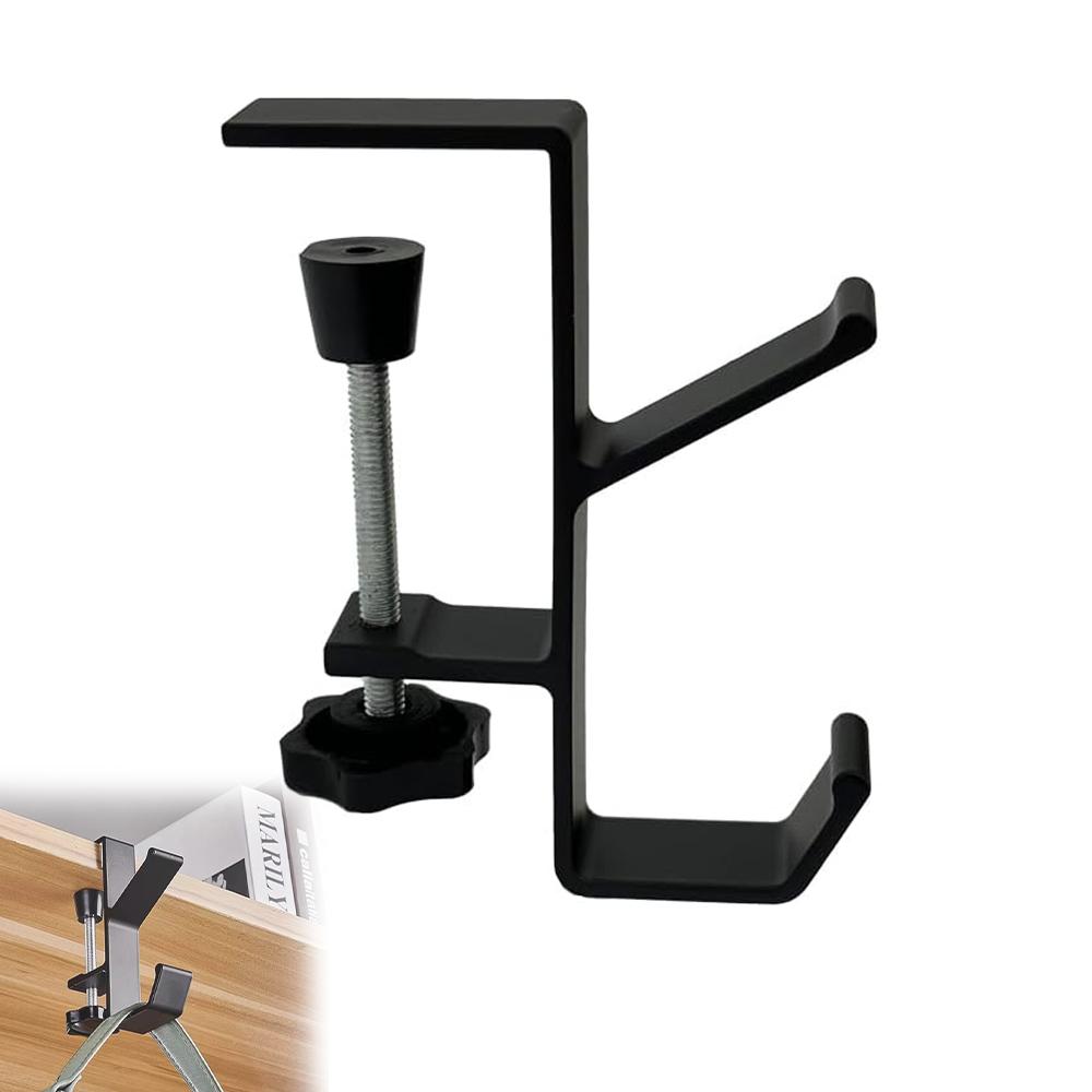 Tragbare Haken für Handtaschen, Schultaschen, Tische, Kopfhörerständer, Kleiderbügel, zum Anklemmen, selbstklebender Headset-Haken schwarz