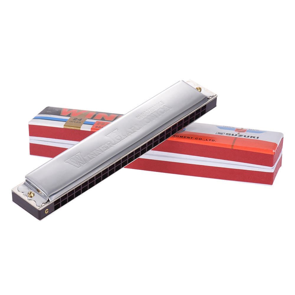 Suzuki W-24 24 Löcher Mundharmonika Tremolo Tonart C mit Box Musikinstrument für Anfänger