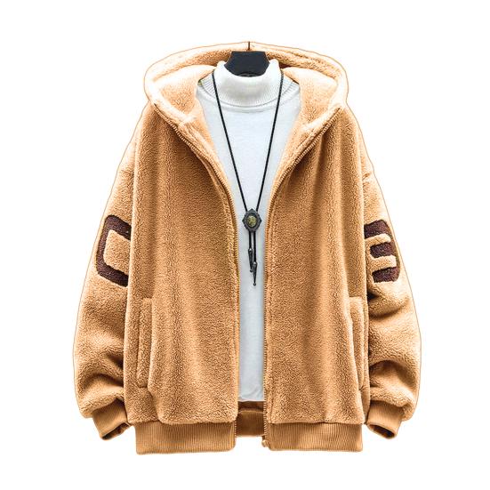 Herbst Winter herren Jacken Zipper Verschluss Taschen Kapuze Jacken Streetwear Männer Casual Kleidung Verdickt Warme Jacken XL braun