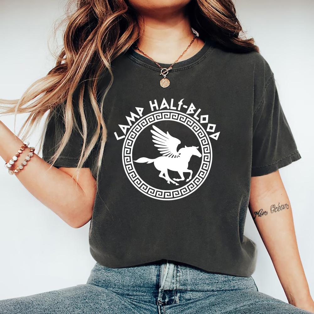 Camp Half Blood T Shirts Herbst Training Camp Spiel Tshirt Halloween Zauberhaftes Geschenk Percy Jackson Shirt Unisex T-Shirts Harajuku T-Shirts L dunkelgrau