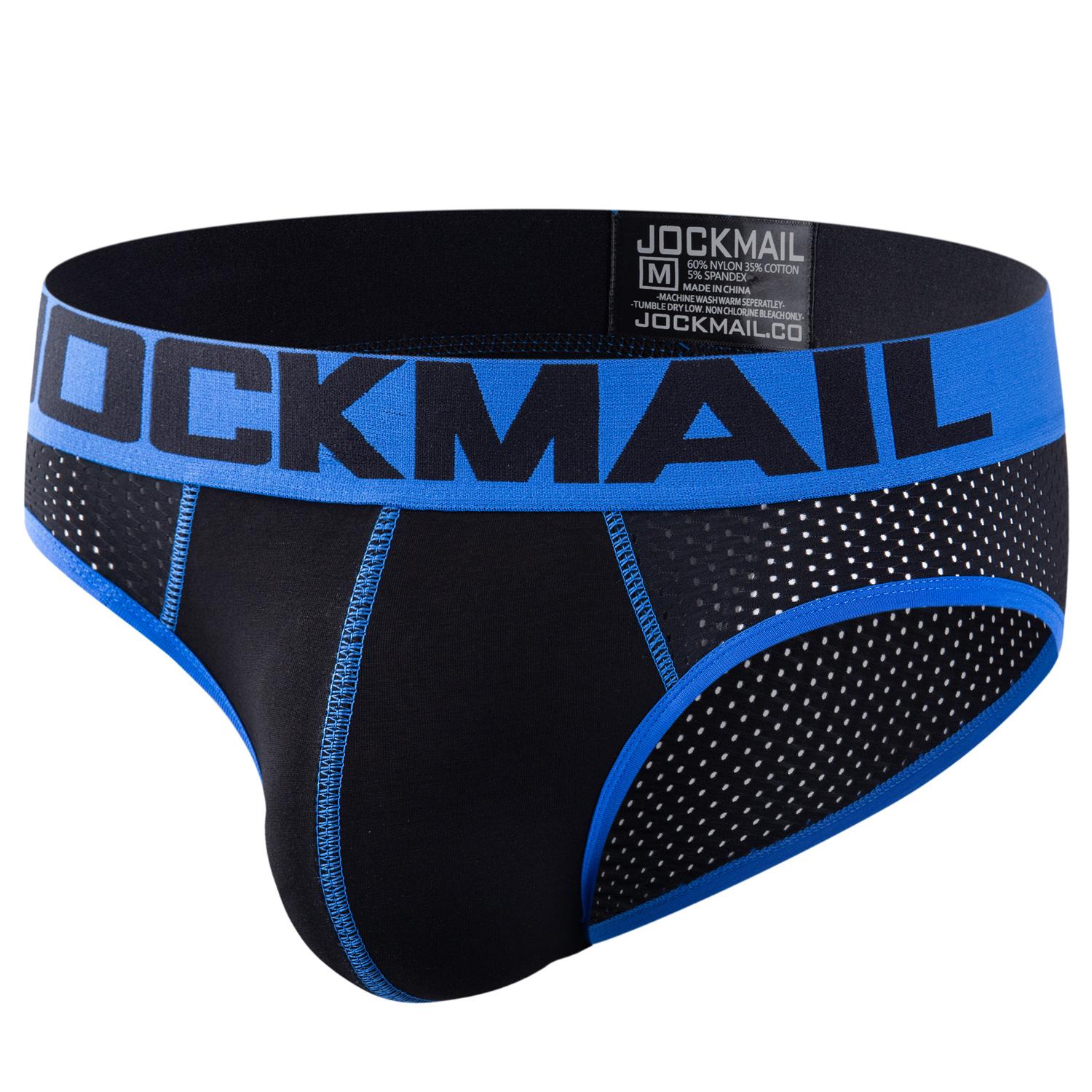 Slips JOCKMAIL Mode Niedrige Taille Sport Herren Unterwäsche Nylon Mesh Atmungsaktiv Klassische Colour Clash Design Unterhosen M schwarz