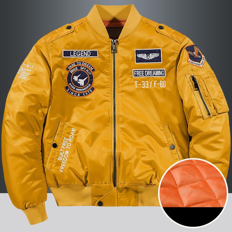 Winter Mode Stehen Kragen Jacke Mann Bomber Jacke Herren Windjacke Verdicken Jacken Mantel männer Kleidung Casual Werkzeug Jacke 4XL gelb