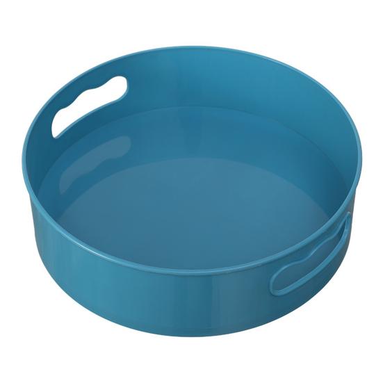 360 Grad drehbares, rutschfestes Tablett aus Kunststoff, multifunktionale Kosmetik-Snack-Obst-Gewürzbox für die Küche blau